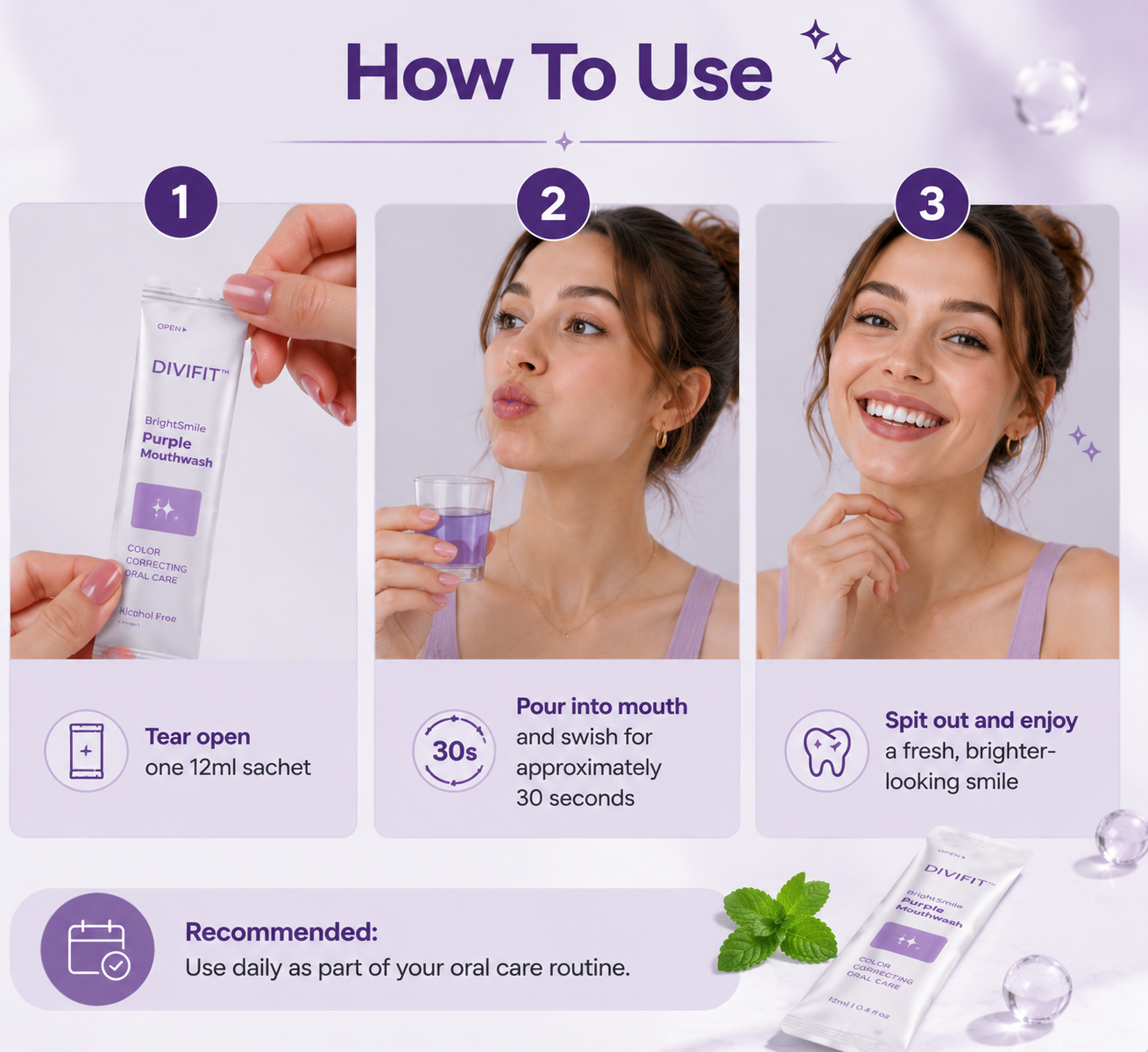 DIVIFIT™ BrightSmile Purple Mouthwash